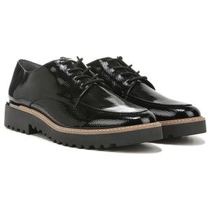 Franco Sarto Black Paten Leather Oxfords
